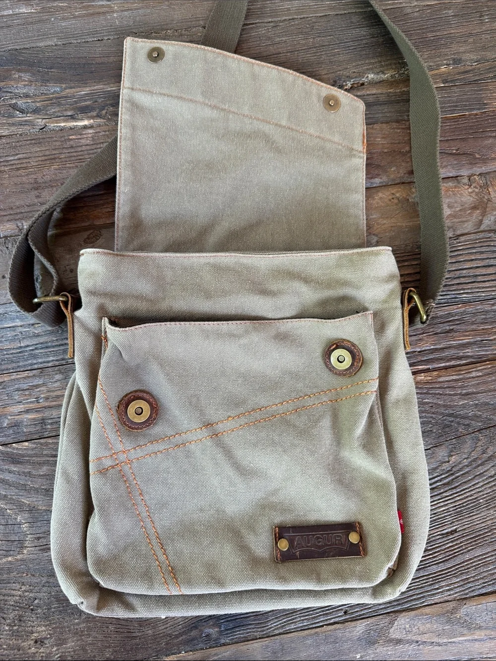 Augur unisex canvas leather trim messenger book bag crossbody‎